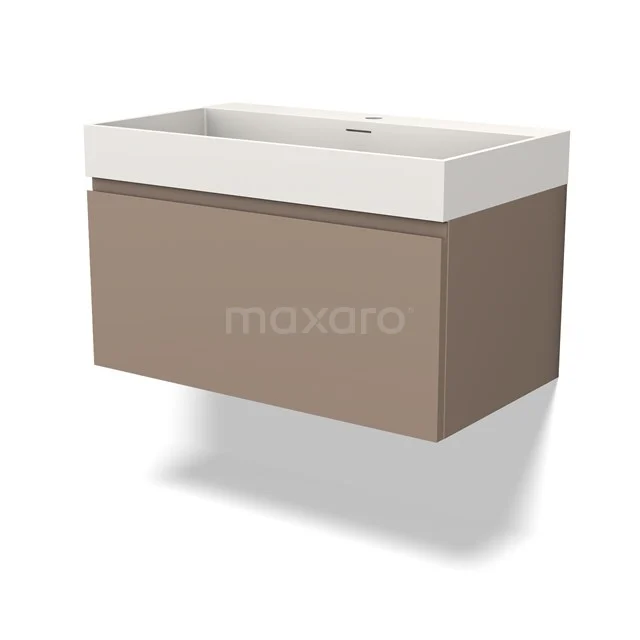 Modulo Badkamermeubel met wastafel | 80 cm Taupe Greeploos front Solid surface 1 lade BMW11-03812