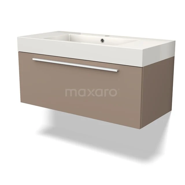 Modulo Badkamermeubel met wastafel | 100 cm Taupe Vlak front Mineraalmarmer 1 lade BMW11-03839