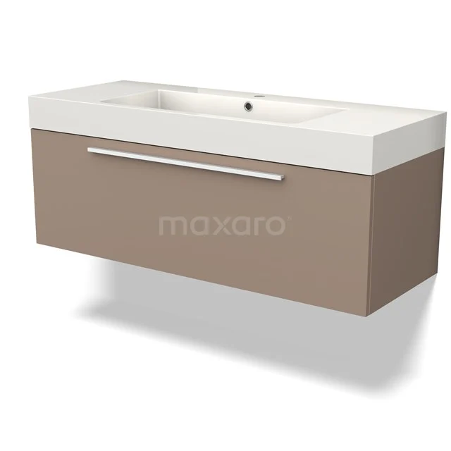 Modern Bathroom unit in Taupe, with ceramic vanity units with basin and sleek drawer; stylish and practical for any bathroom.