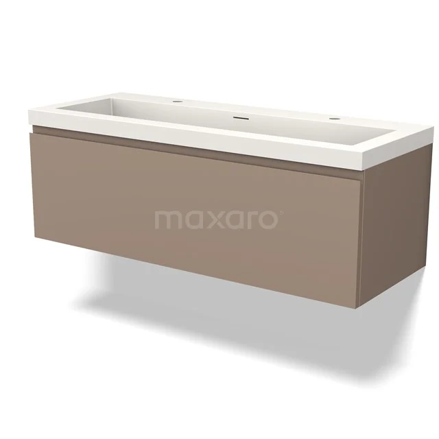 Modulo Badkamermeubel met wastafel | 120 cm Taupe Greeploos front Solid surface 1 lade BMW11-03896