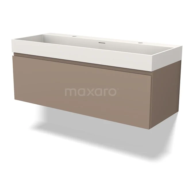 Modulo Badkamermeubel met wastafel | 120 cm Taupe Greeploos front Solid surface 1 lade BMW11-03903