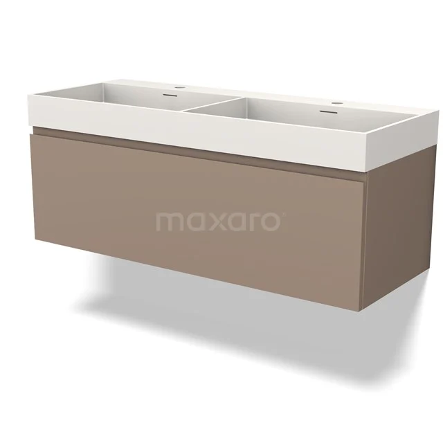 Modulo Badkamermeubel met wastafel | 120 cm Taupe Greeploos front Solid surface 1 lade BMW11-03904