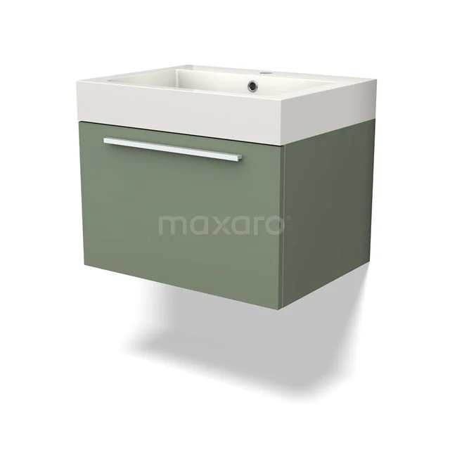 Modulo Vanity units with basin | 60 cm Sage green Flat front Mineral marble 1 drawer BMW11-03928
