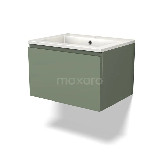 Modulo Vanity units with basin | 60 cm Sage green Handle-less front Mineral marble 1 drawer BMW11-03932