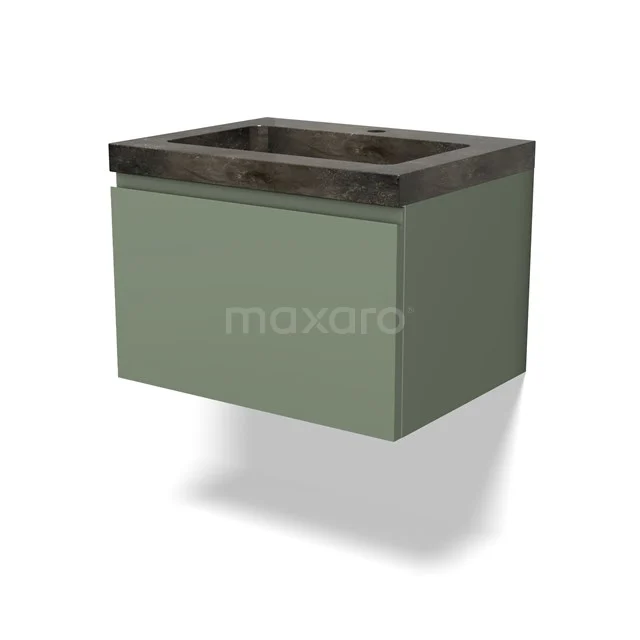 Waschtisch mit Unterschrank BMW11-03935 Grüner wandhängender Badschrank mit Betonlook Waschbecken, modernes Design, ideal für eine stilvolle Badezimmergestaltung.