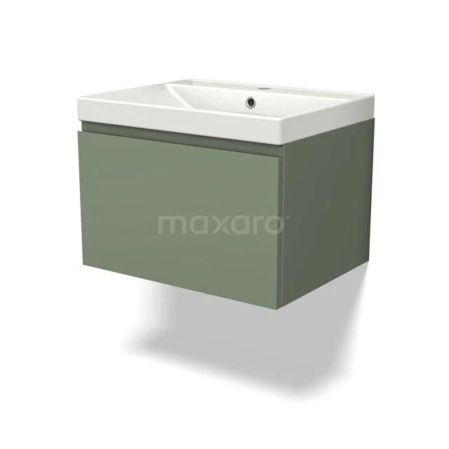 Modulo Vanity units with basin | 60 cm Sage green Handle-less front Ceramic 1 drawer BMW11-03940