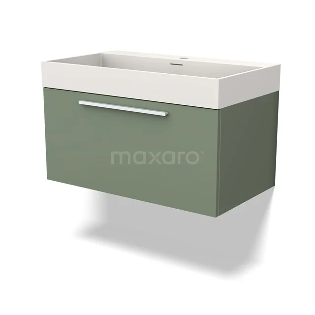 Modulo Vanity units with basin | 80 cm Sage green Flat front Solid surface 1 drawer BMW11-03952