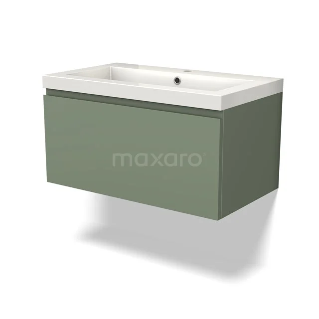 Modulo Vanity units with basin | 80 cm Sage green Handle-less front Mineral marble 1 drawer BMW11-03963