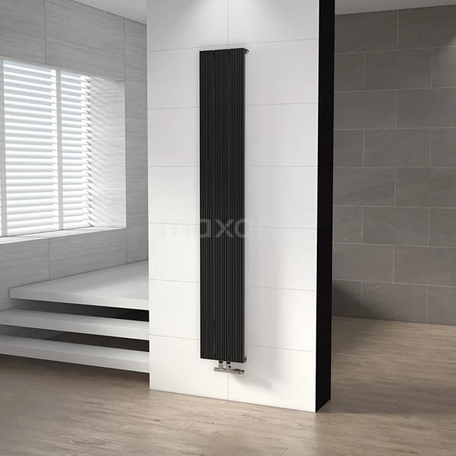 Uranus Designradiator | 28x180 cm Mat zwart 899 W att Aluminium Centrale verwarming DR53_0318SBN
