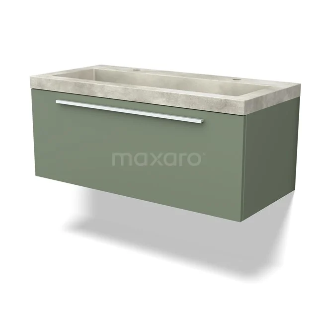 Modulo Vanity units with basin | 100 cm Sage green Flat front Concrete 1 drawer BMW11-03991