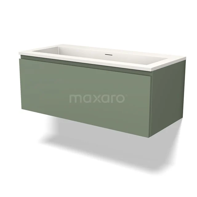 Modulo Vanity units with basin | 100 cm Sage green Handle-less front Solid surface 1 drawer BMW11-04005
