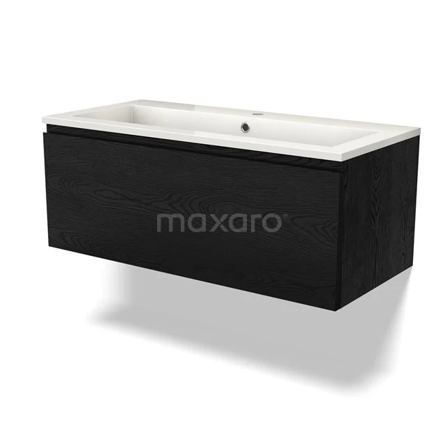 Modulo Vanity units with basin | 100 cm Black oak Handle-less front Mineral marble 1 drawer BMW11-04158