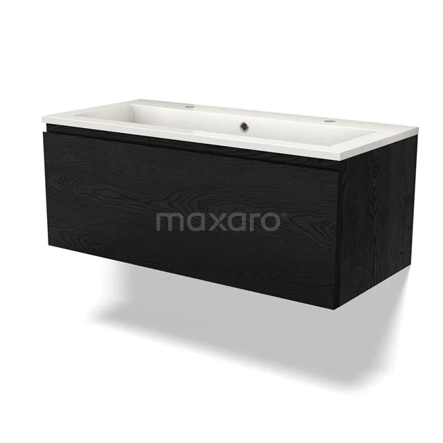 Modulo Vanity units with basin | 100 cm Black oak Handle-less front Mineral marble 1 drawer BMW11-04159