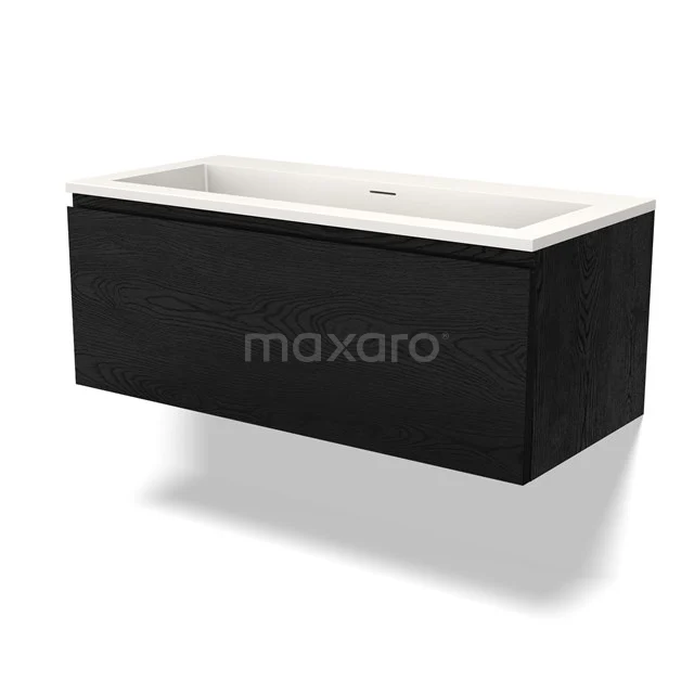 Modulo Vanity units with basin | 100 cm Black oak Handle-less front Solid surface 1 drawer BMW11-04161
