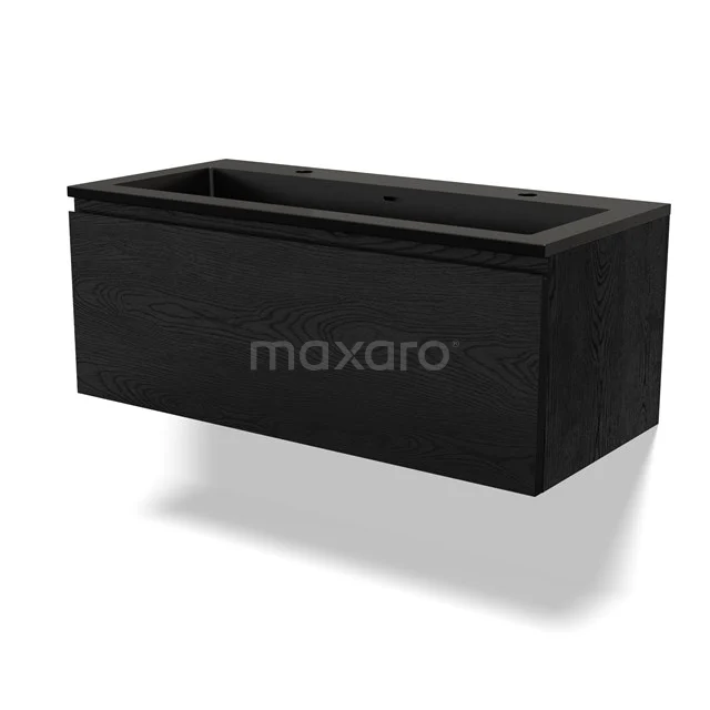 Modulo Vanity units with basin | 100 cm Black oak Handle-less front Quartz 1 drawer BMW11-04166