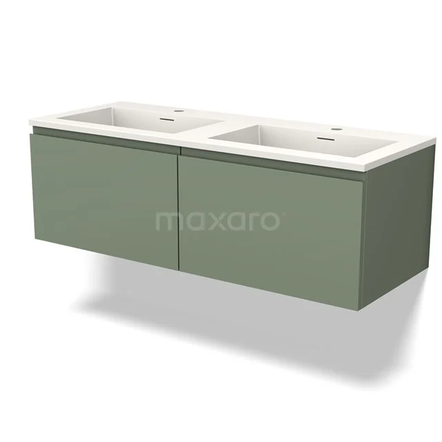 Modulo Vanity units with basin | 120 cm Sage green Handle-less front Solid surface 2 Side-by-side drawers BMW12-00913