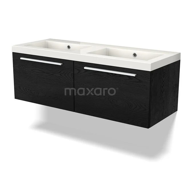 Zweites Badezimmermöbel mit Doppelwaschbecken, schwarze Eiche, moderne Ausführung, ideal für großzügige Bäder.