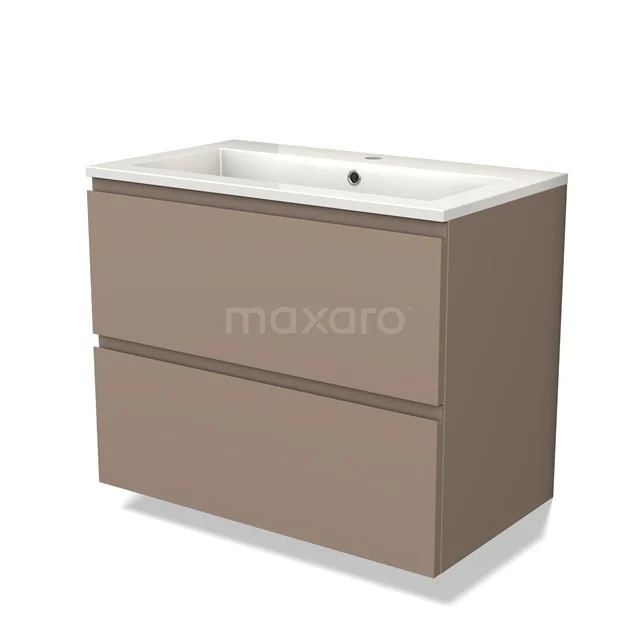 Modulo Vanity units with basin | 80 cm Taupe Handle-less front Mineral marble 2 Stacked drawers BMW17-03979