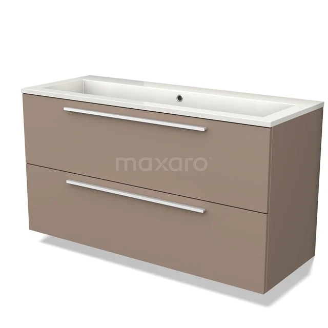 Modulo Badkamermeubel met wastafel | 120 cm Taupe Vlak front Mineraalmarmer 2 lades onder elkaar BMW17-04037