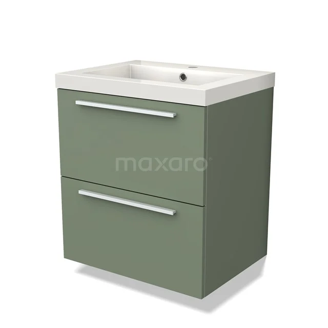 Green bathroom unit with two drawers, white basin and modern design, ideal for stylish and functional bathroom design.