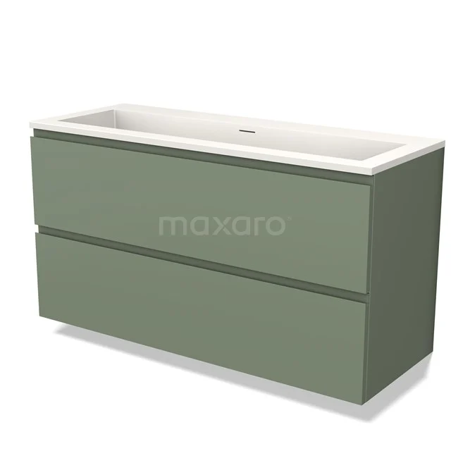Modulo Vanity units with basin | 120 cm Sage green Handle-less front Solid surface 2 Stacked drawers BMW17-04225