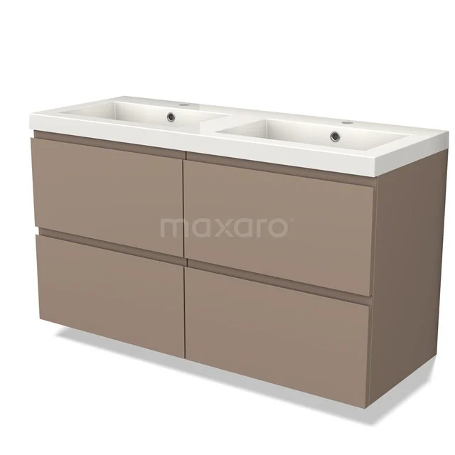 Modulo Badkamermeubel met wastafel | 120 cm Taupe Greeploos front Mineraalmarmer 4 lades BMW18-00919