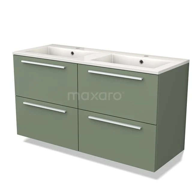 Modulo Vanity units with basin | 120 cm Sage green Flat front Mineral marble 4 drawers BMW18-00936