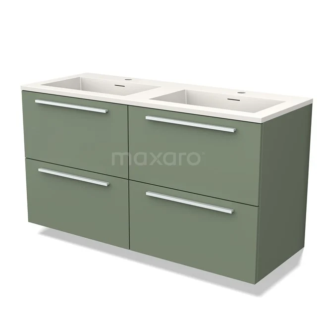 Modulo Vanity units with basin | 120 cm Sage green Flat front Solid surface 4 drawers BMW18-00938
