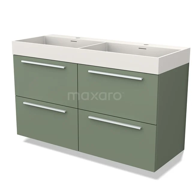 Modulo Vanity units with basin | 120 cm Sage green Flat front Solid surface 4 drawers BMW18-00940