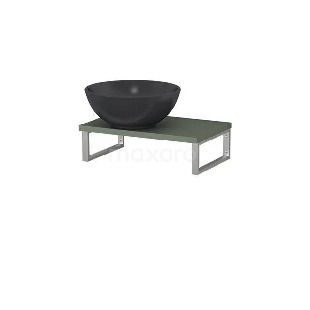Modulo Pico Basin worktop with countertop wash basin | 41 cm Sage green Matte black Quartz TMK01-00584