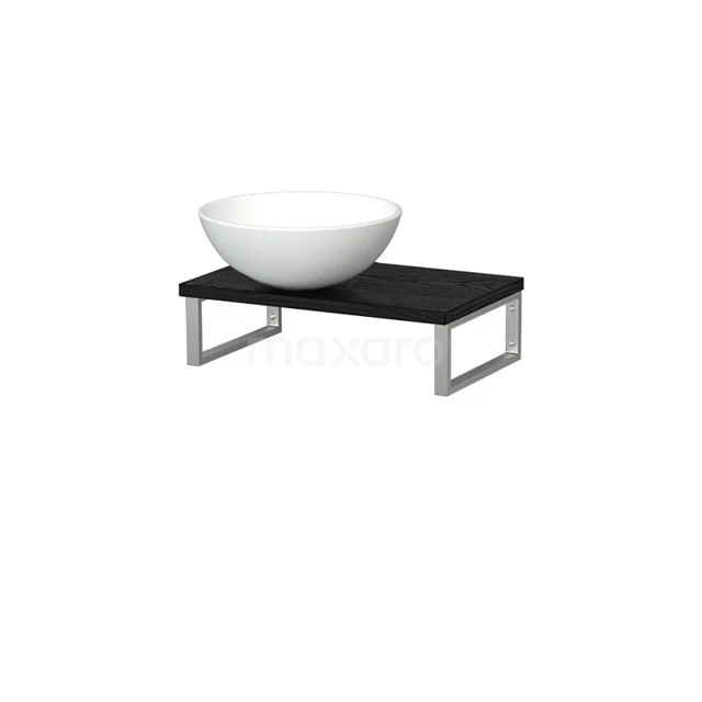 Modulo Pico Basin worktop with countertop wash basin | 41 cm Black oak Matte white Ceramic TMK01-00588