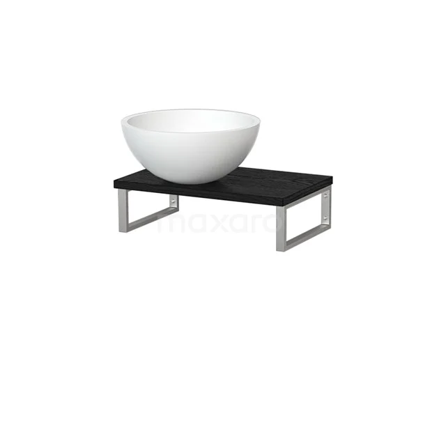 Modulo Pico Basin worktop with countertop wash basin | 41 cm Black oak Matte white Solid surface TMK01-00590