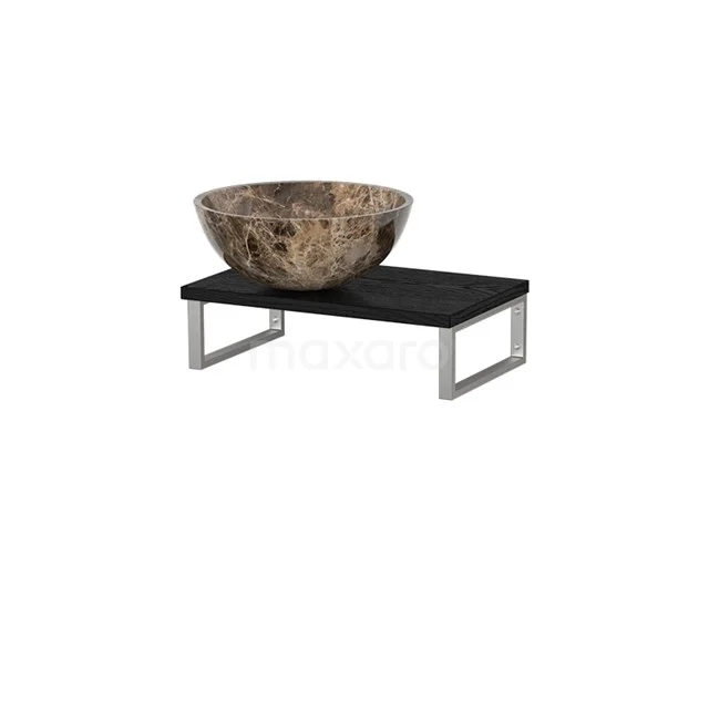 Modulo Pico Basin worktop with countertop wash basin | 41 cm Black oak Dark emperador Natural stone TMK01-00594