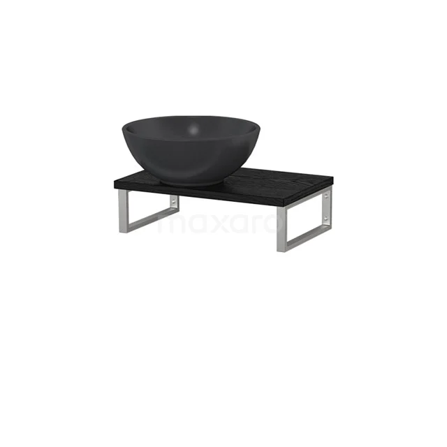 Modulo Pico Basin worktop with countertop wash basin worktop | 41 cm Black oak Matte black Quartz TMK01-00597