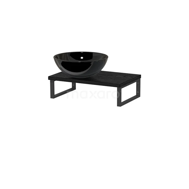 Modulo Pico Basin worktop with countertop wash basin | 41 cm Black oak High-gloss black Ceramic TMK01-00625