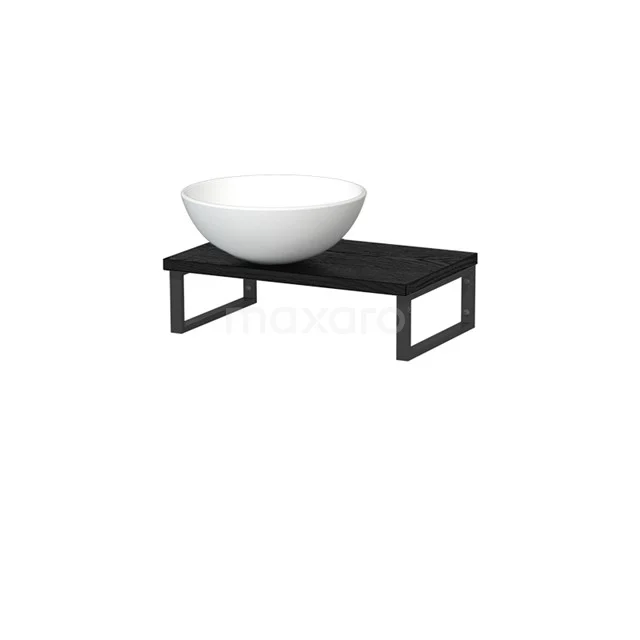 Modulo Pico Basin worktop with countertop wash basin | 41 cm Black oak Matte white Ceramic TMK01-00627
