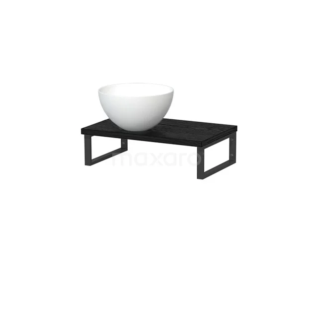 Modulo Pico Basin worktop with countertop wash basin | 41 cm Black oak Matte white Solid surface TMK01-00630