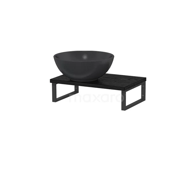 Modulo Pico Basin worktop with countertop wash basin worktop | 41 cm Black oak Matte black Quartz TMK01-00636