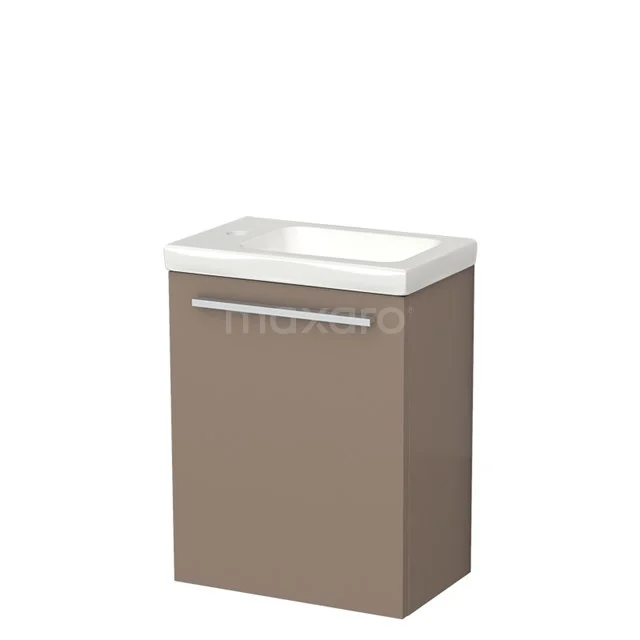 Modulo Pico WC-Möbel mit Waschbecken | 40 cm Taupe Flat Front Keramik TMW10-00429 Brauner Badschrank mit integriertem weißen Waschbecken, schmalem Haltegriff, kompaktem Design. Perfekt für moderne Bäder.