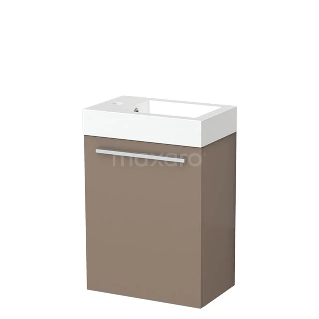 Modulo Pico WC-Möbel mit Waschbecken | 40 cm Taupe Glatte Front Mineralguss TMW10-00432 Kompakte beige Badmöbelset mit weißem Waschbecken, modernes Design, ideal für kleine Bäder.