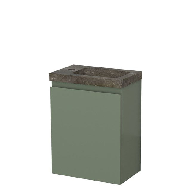 Modulo Pico Toiletmeubel met wastafel | 40 cm Saliegroen Greeploos front Natuursteen TMW10-00471