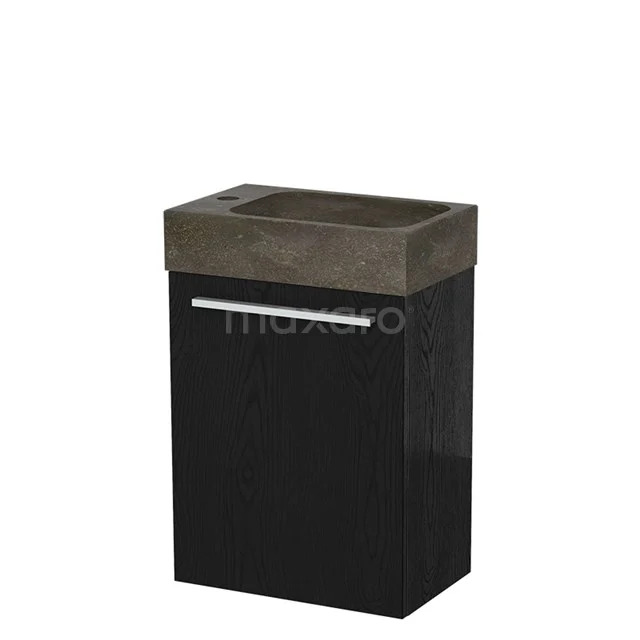 Modulo Pico Toiletmeubel met wastafel | 40 cm Zwart eiken Vlak front Natuursteen TMW10-00478