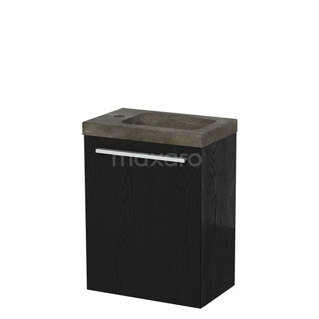 Modulo Pico Toiletmeubel met wastafel | 40 cm Zwart eiken Vlak front Natuursteen TMW10-00479