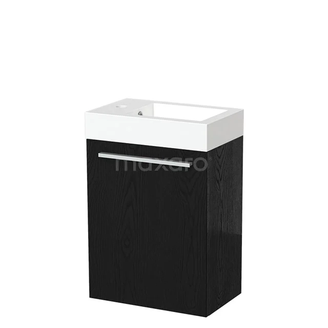 Modulo Pico Toiletmeubel met wastafel | 40 cm Zwart eiken Vlak front Mineraalmarmer TMW10-00480