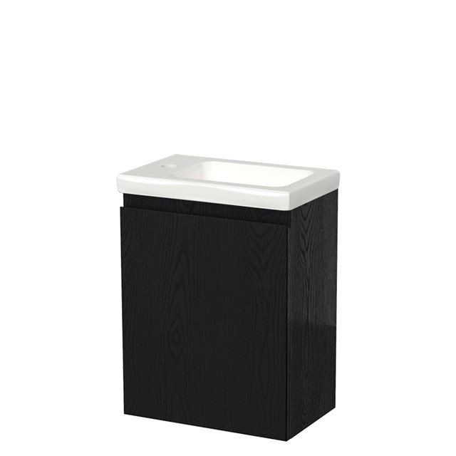 Modulo Pico Toiletmeubel met wastafel | 40 cm Zwart eiken Greeploos front Keramiek TMW10-00485