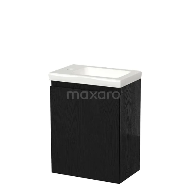 Modulo Pico Toiletmeubel met wastafel | 40 cm Zwart eiken Greeploos front Keramiek TMW10-00485