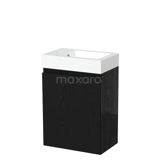 Modulo Pico Toiletmeubel met wastafel | 40 cm Zwart eiken Greeploos front Mineraalmarmer TMW10-00488