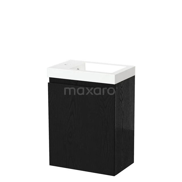 Modulo Pico Toiletmeubel met wastafel | 40 cm Zwart eiken Greeploos front Mineraalmarmer TMW10-00490