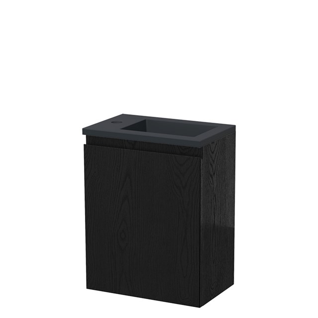 Modulo Pico Toiletmeubel met wastafel | 40 cm Zwart eiken Greeploos front Quartz TMW10-00492
