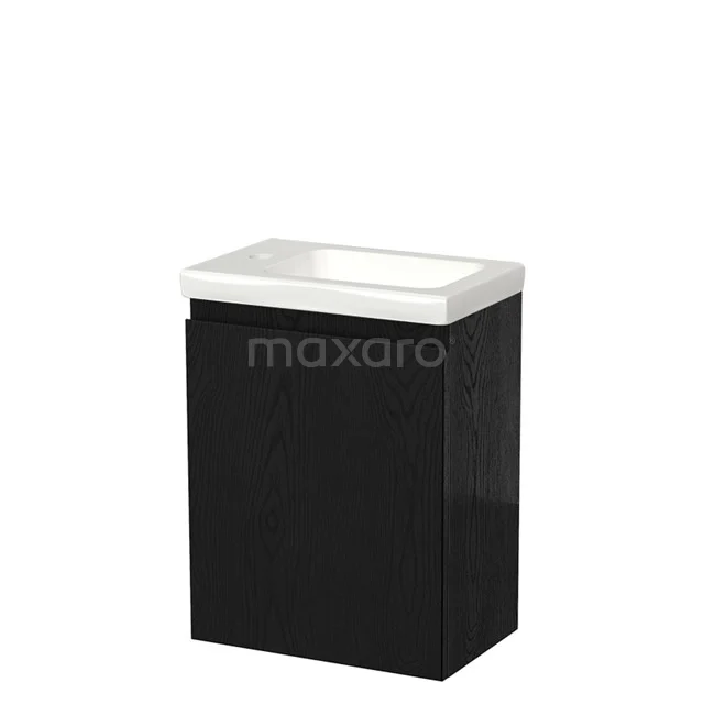 Modulo Pico Toiletmeubel met wastafel | 40 cm Zwart eiken Greeploos front Keramiek TMW10-00493